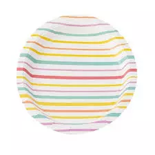 Prato de Papel Listrado Colorido