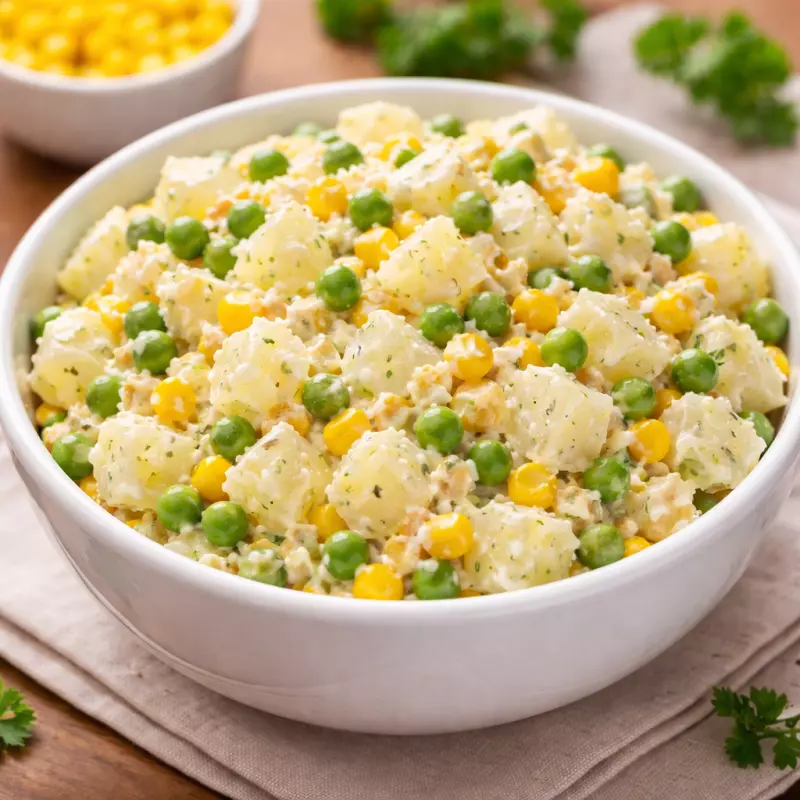 Maionese com milho e ervilha