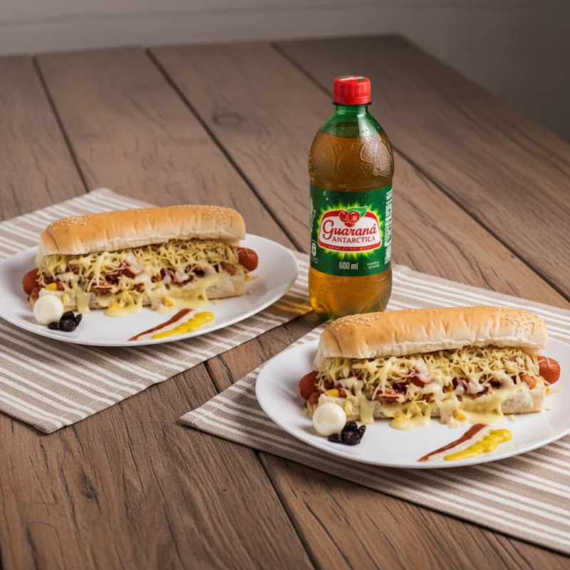 2 cachorros quentes + Antártica 1L