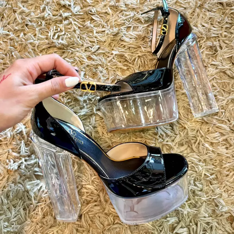TACÓN VALENTINO NEGRO/TRANSPARENTE