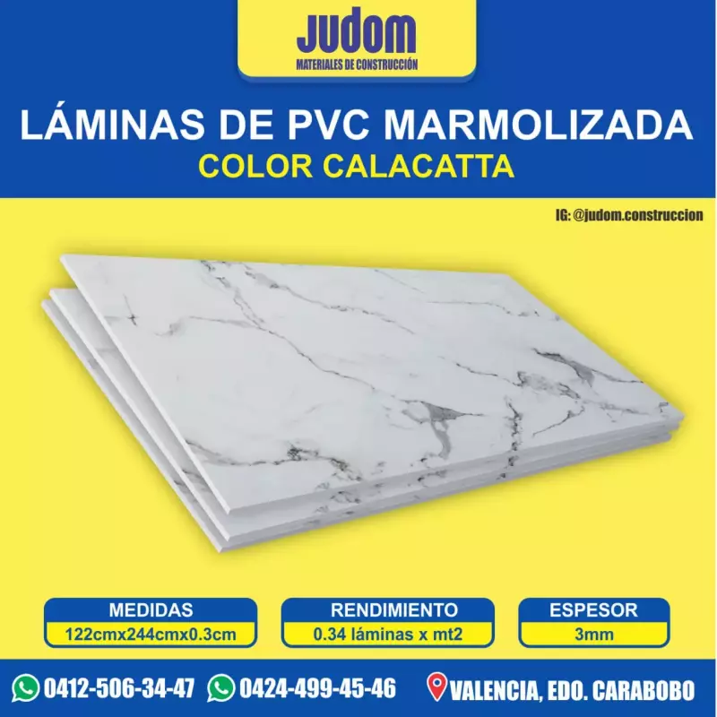 Lamina PVC marmoleada 1.22x2.44 mt