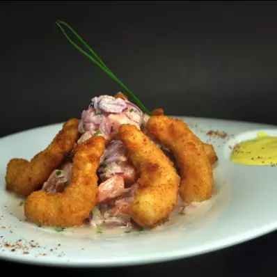 Ceviche Camarones en panko