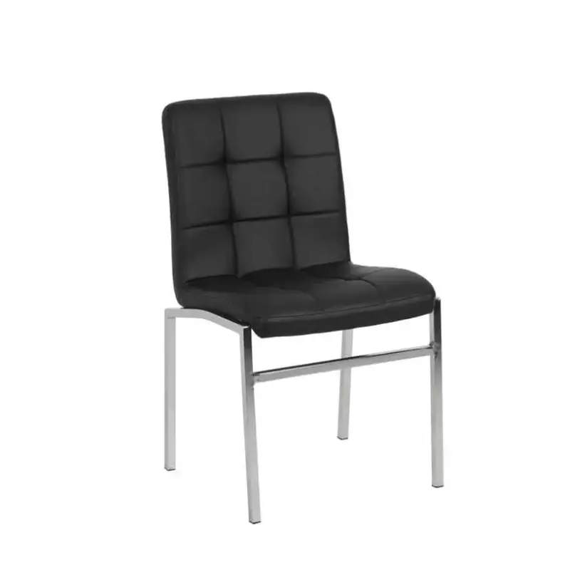 Silla Capitone cromo ecocuero Negra