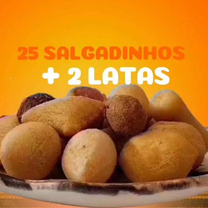 25 Salgados com 2 Refri Lata 350ml