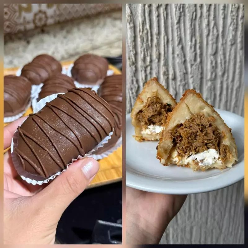 COXINHA DE FRALDINHA + BOMBOM DE UVA