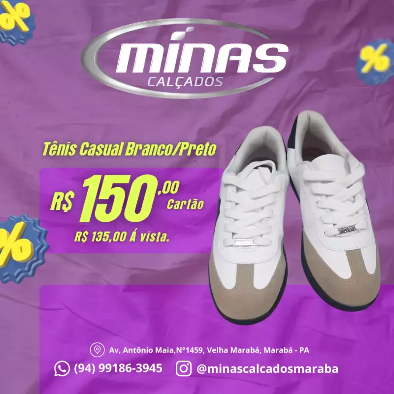 Tênis Casual Branco/Preto RF:1430102