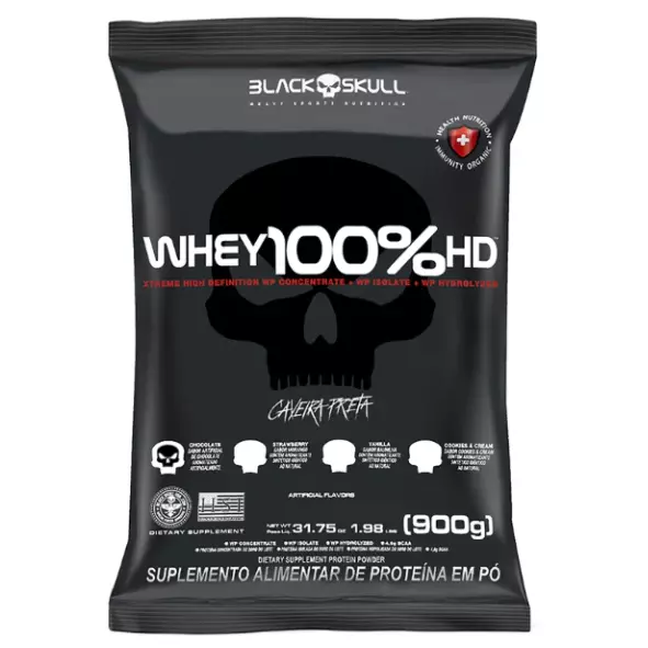 Whey 100% HD Refil 900g Black Skull