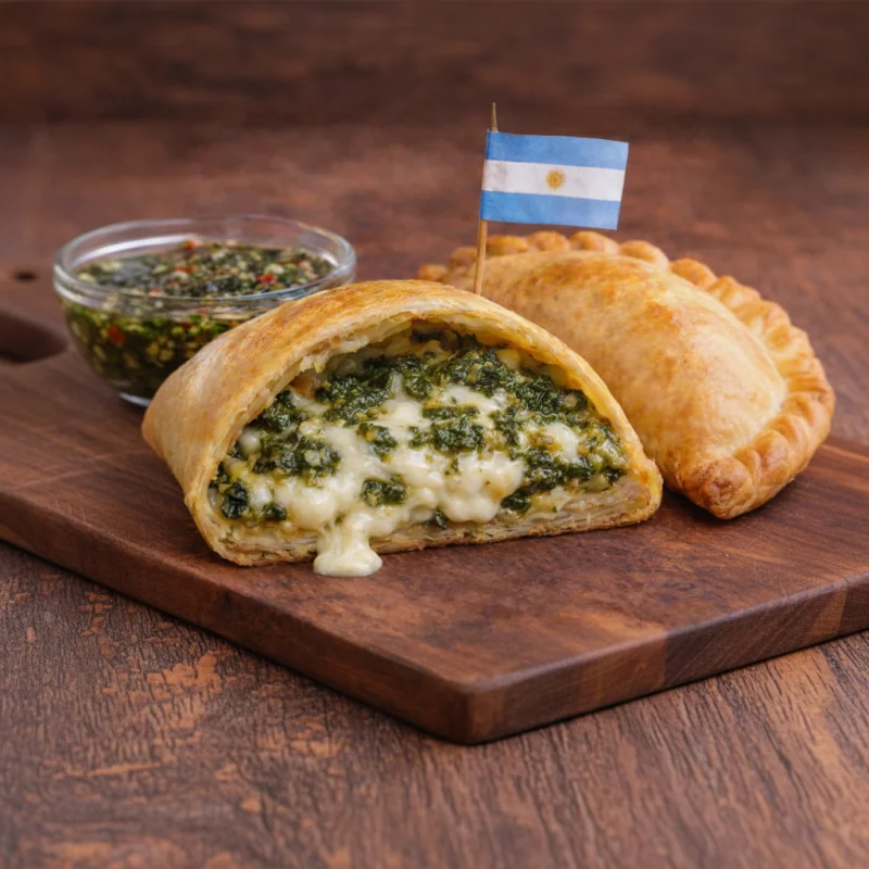 Empanada de mussarela com pesto