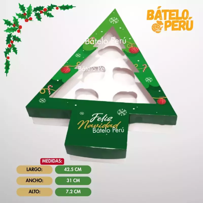 Caja Árbol X6 cupcake - Navidad