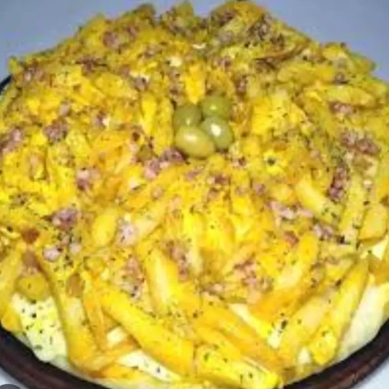 Mozzarella con fritas y cheddar