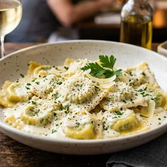 RAVIOLES EN SALSA DE ALFREDO