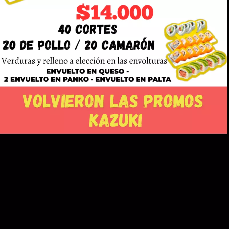 40 piezas x$14.000 Domgo a Miércoles