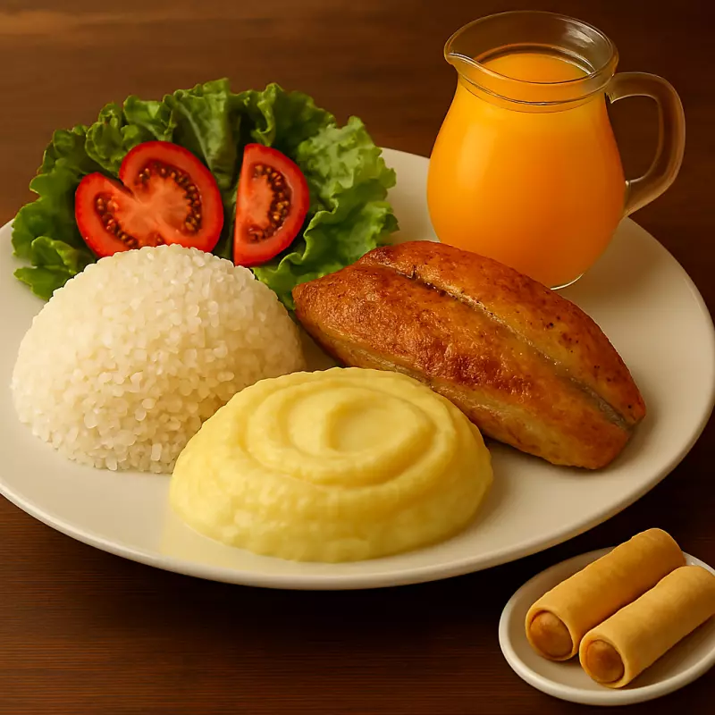 Combo peixe grelhado purê batatas