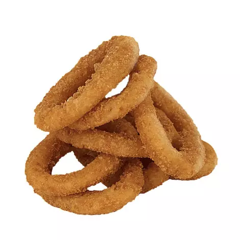 Con aros de cebolla en hamburguesa