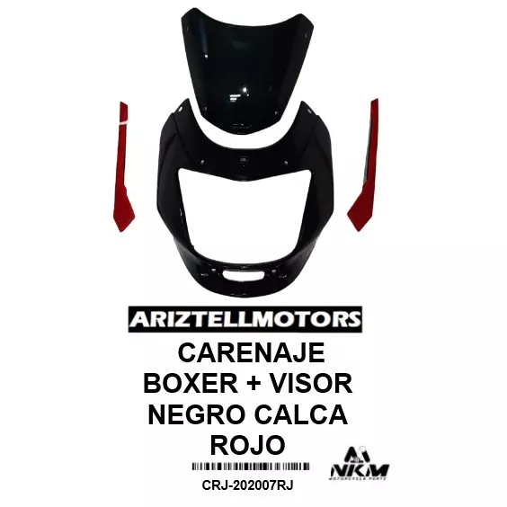 CARENAJE BOXER + VISOR NEGRO ROJO