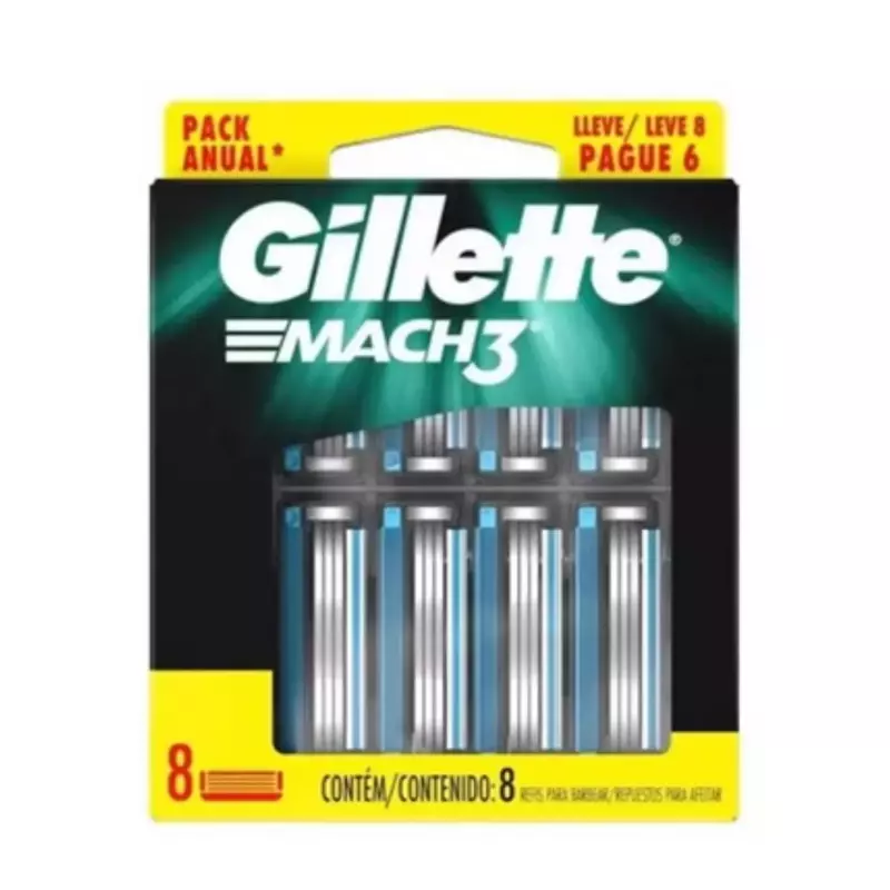 Gillette Mach 3 piel sensible 8unid