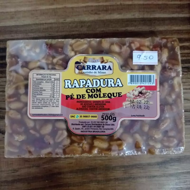 Rapadura com pé de moleque 500g