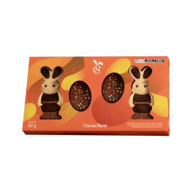 Caixa de Choc Cacau Magia Coelhos60g