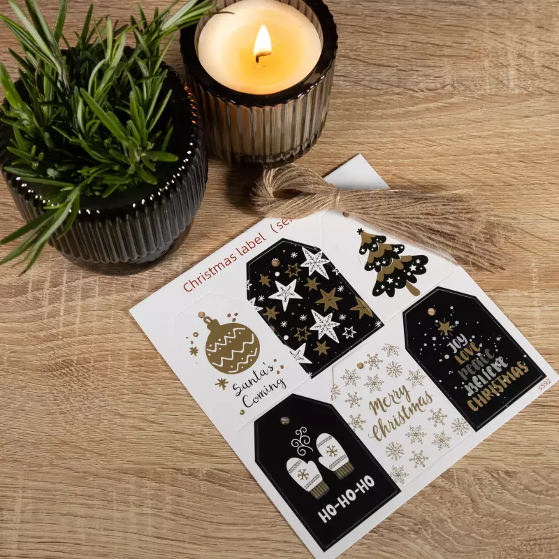 Tarjeton Labels Navideños #4 6 und
