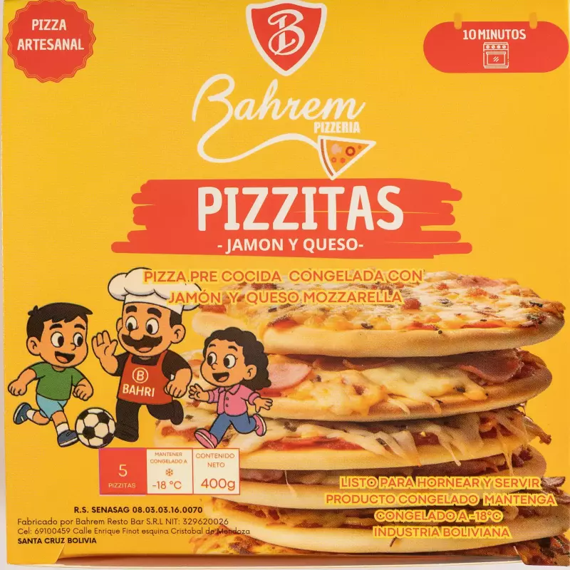 Pizzitas pre cocida Jamón y queso