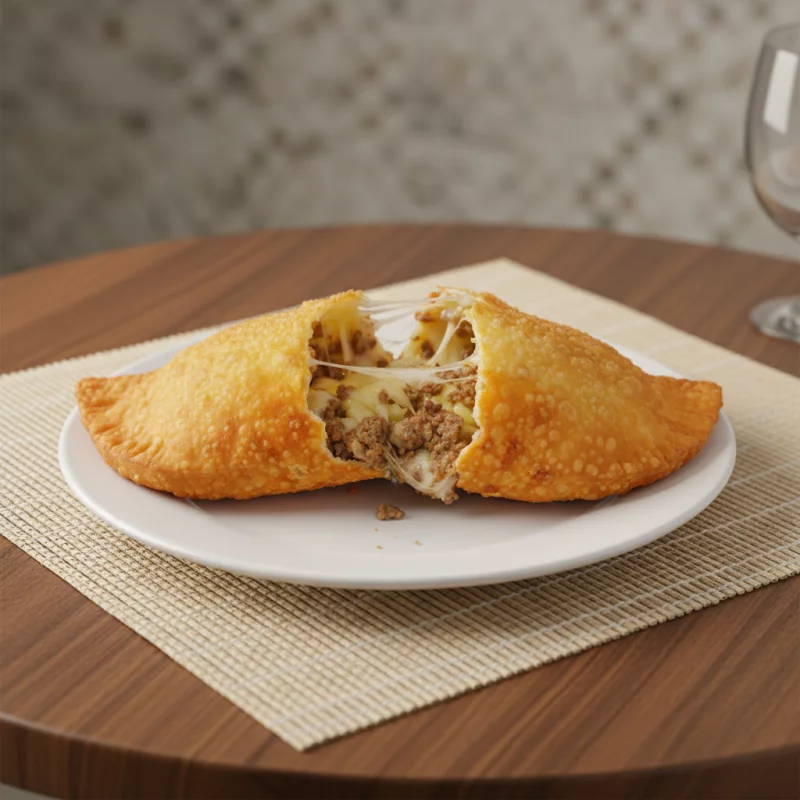 PASTEL DE CARNE COM QUEIJO