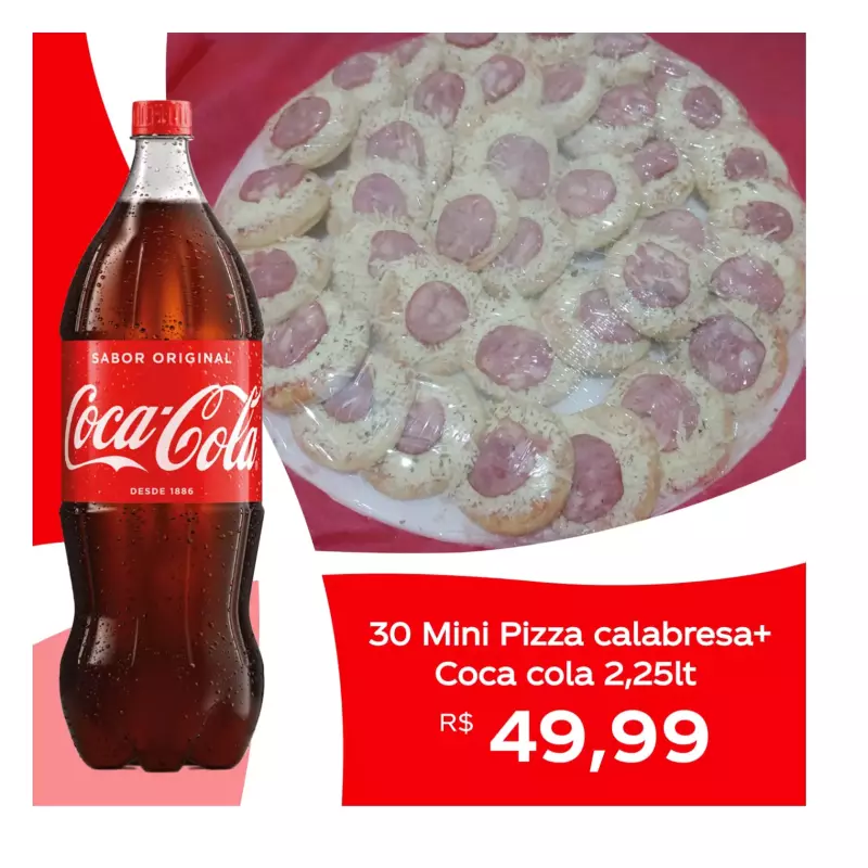 30 MINI PIZZA CALABRESA + COCA 2l