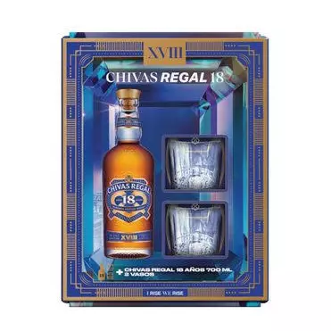 CHIVAS 18 AÑOS CON VASOS 750 ML