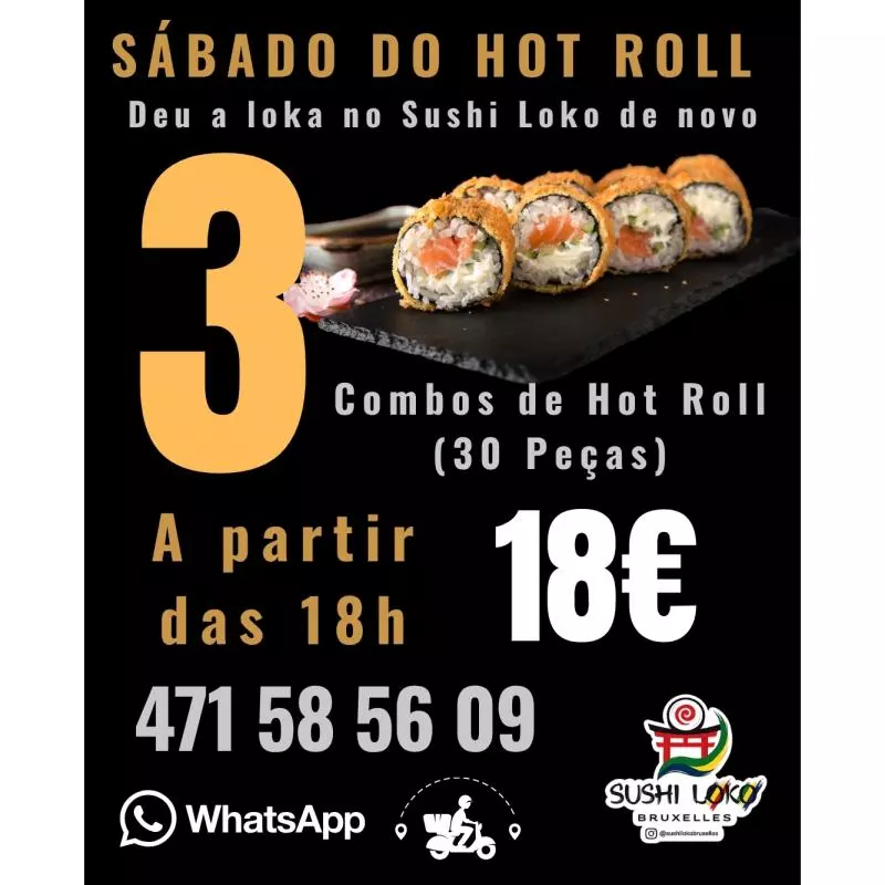 3 Hot Roll Sushi Salmão Philadelphia