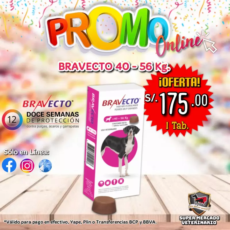 PROMO BRAVECTO 20 a 56 KG