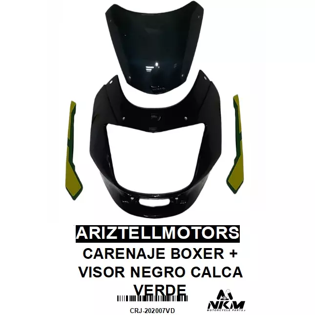 CARENAJE BOXER + VISOR NEGRO VERDE