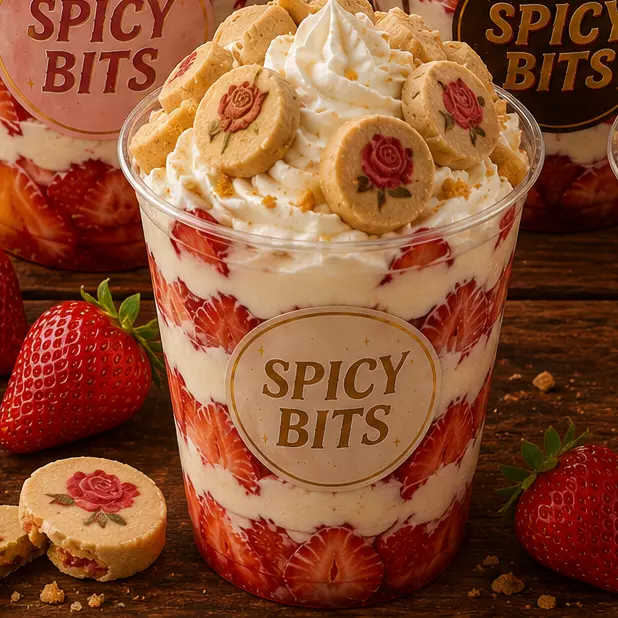 Fresas con crema y mazapán