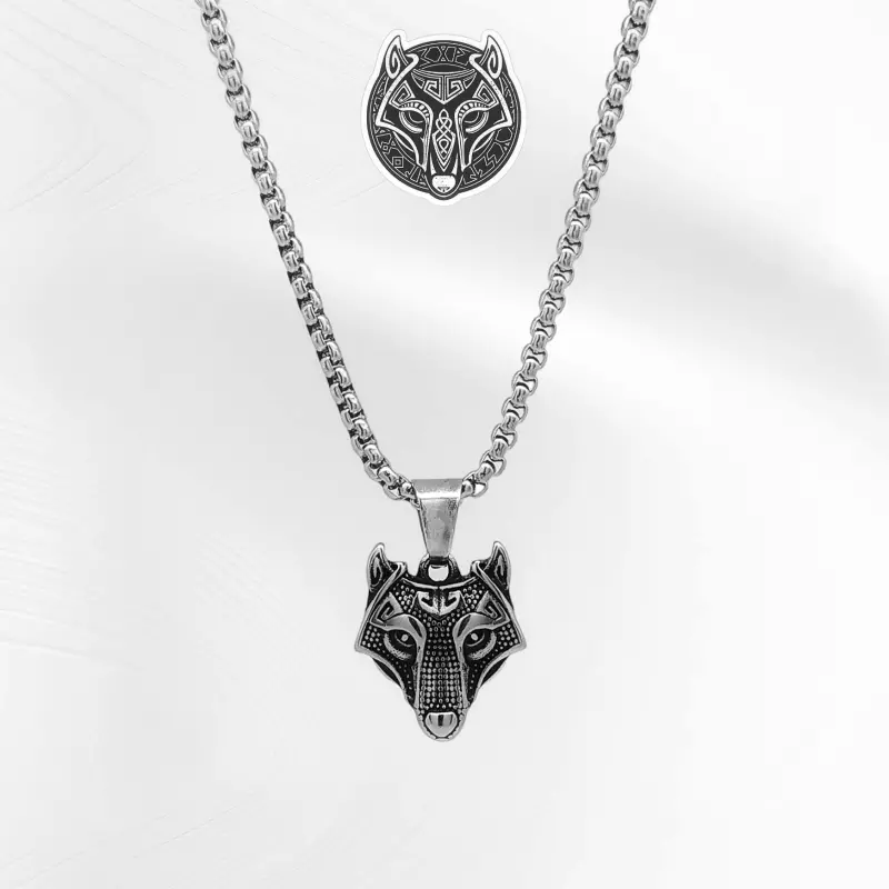 Viking Wolf Head Necklace