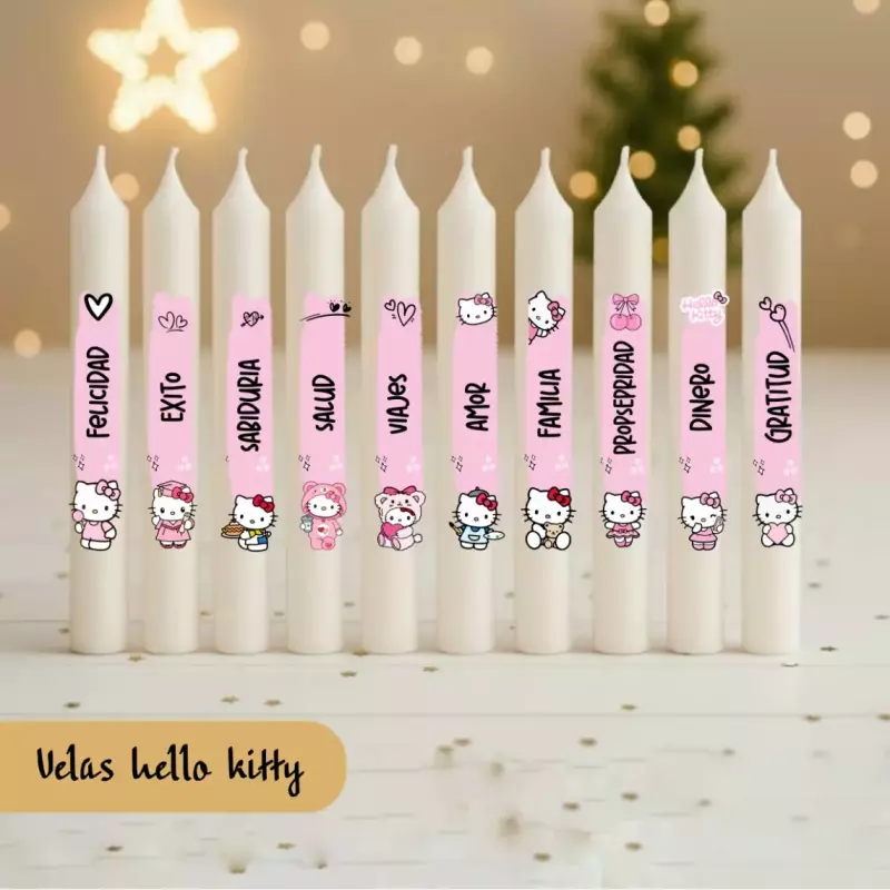 Vela 15cm paq x10 hellokitty premium