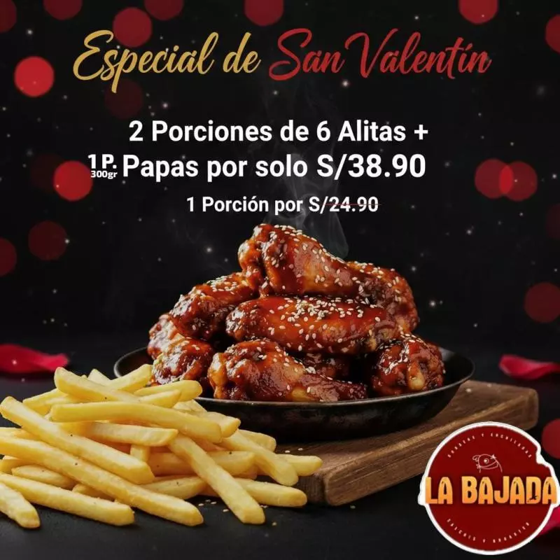 PROMO SAN VALENTIN - 12 ALITAS+PAPAS