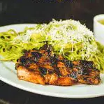 Fettuccine al pesto + chuleta