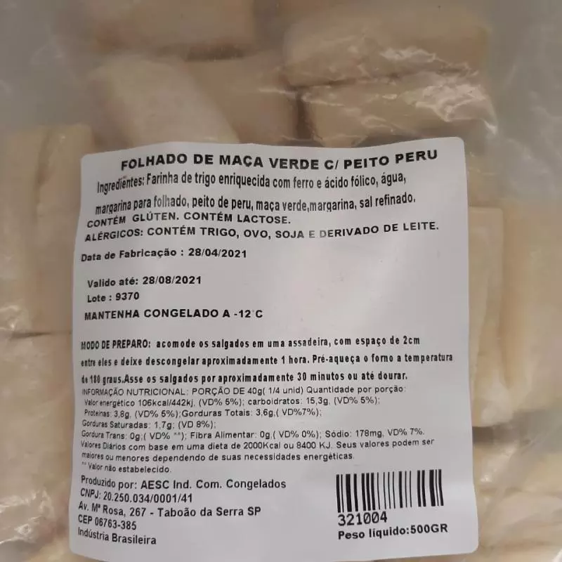 Mini Folhado de Maçã Verde com Peito Peru 500