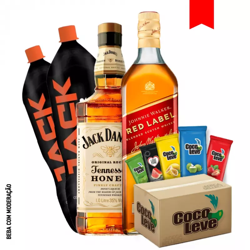Combo Red Label e Jack Honey 1L