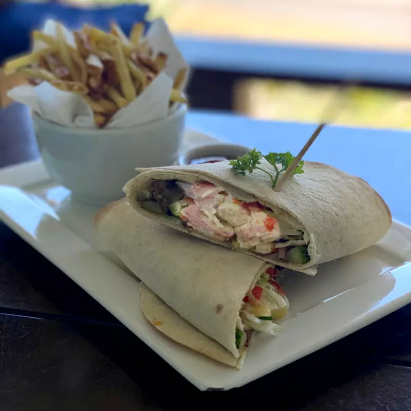 Wrap de frango com batata frita