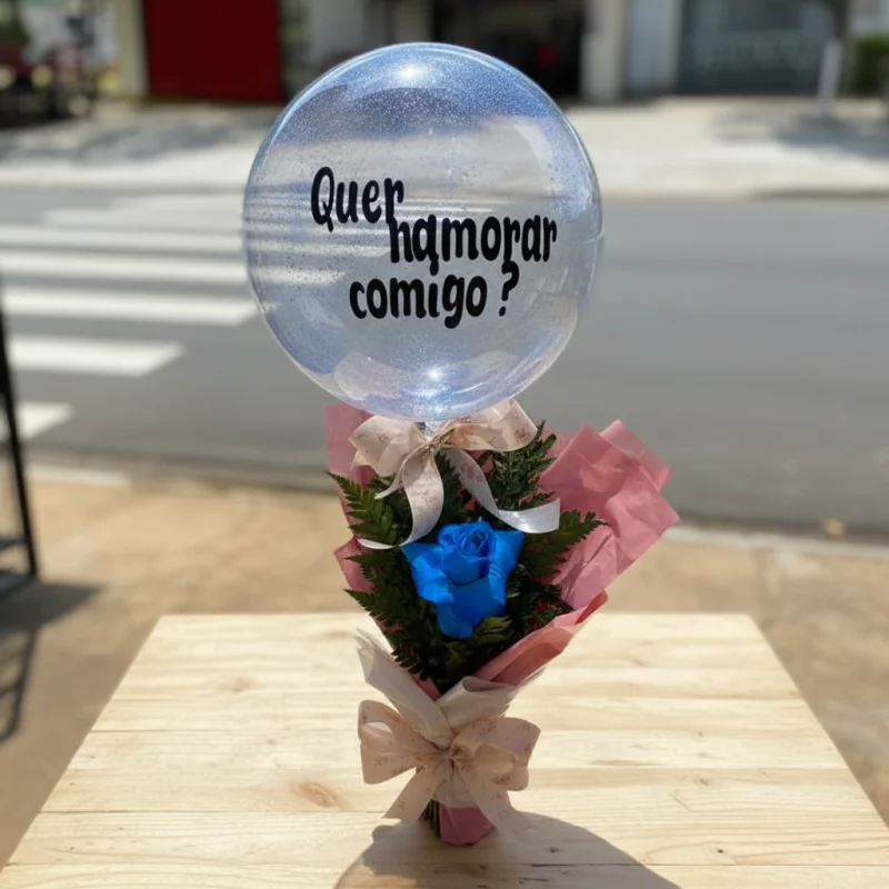 Rosa Azul com mini Bublle