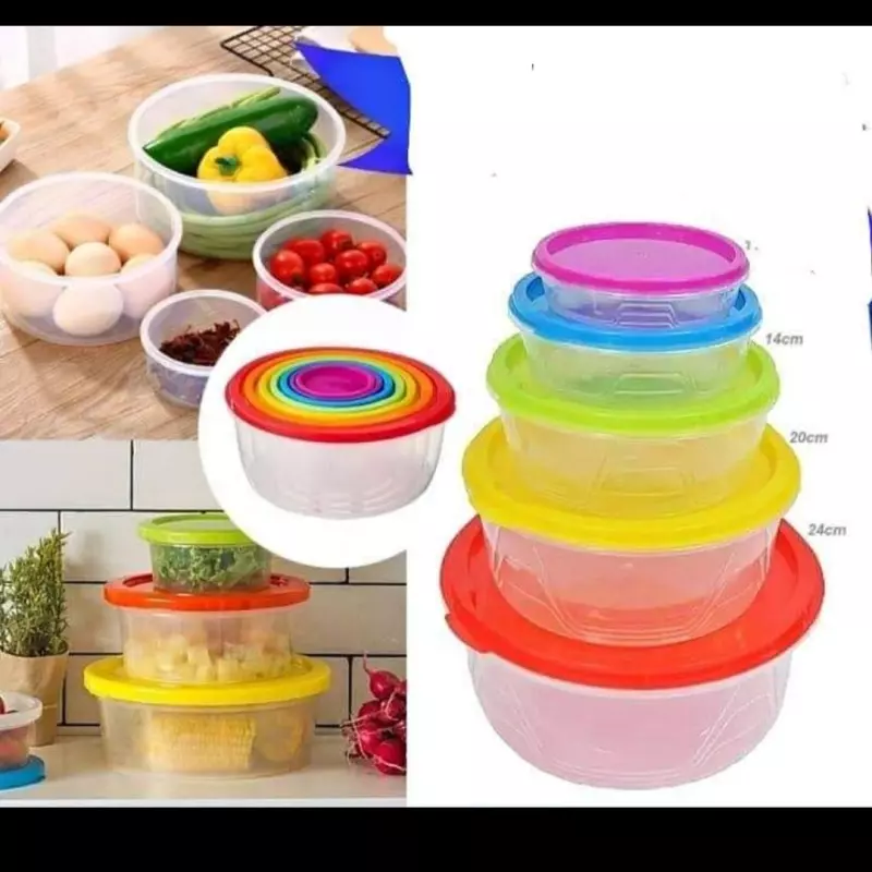 🌟SET DE 5 CONTENEDOR PLASTICO