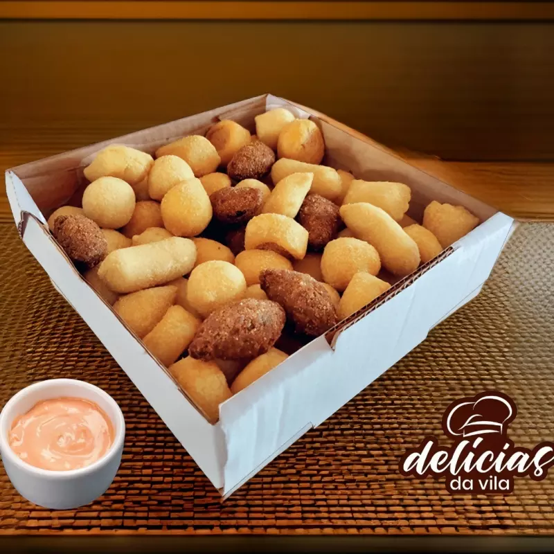 50 salgadinhos fritos de 25gr