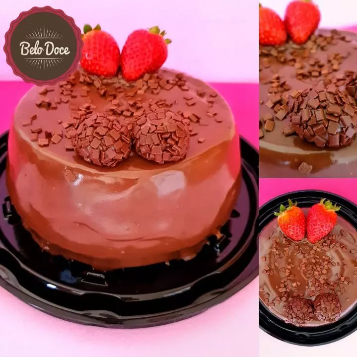 Mini vulcao Chocolate com Morangos