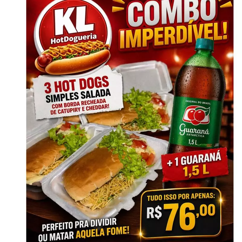 3 simples c/borda + guarana 1,5L