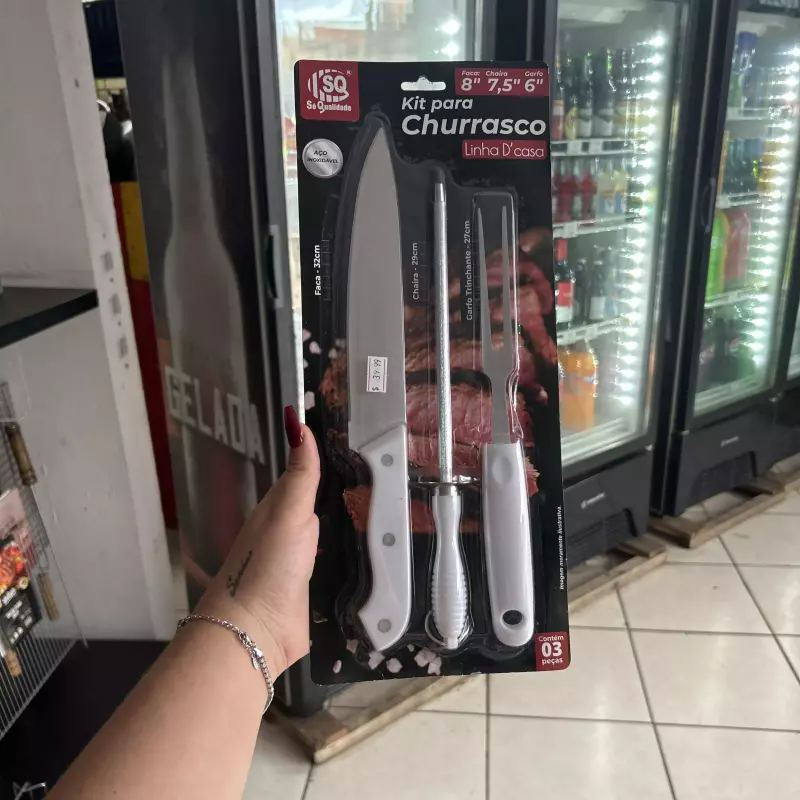 KIT 3 PÇS | FACA, GARFO E CHAIRA