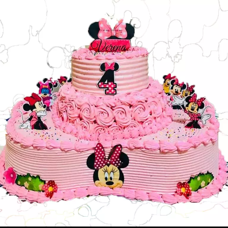 Cake de cumpleaños rosado de Minnie