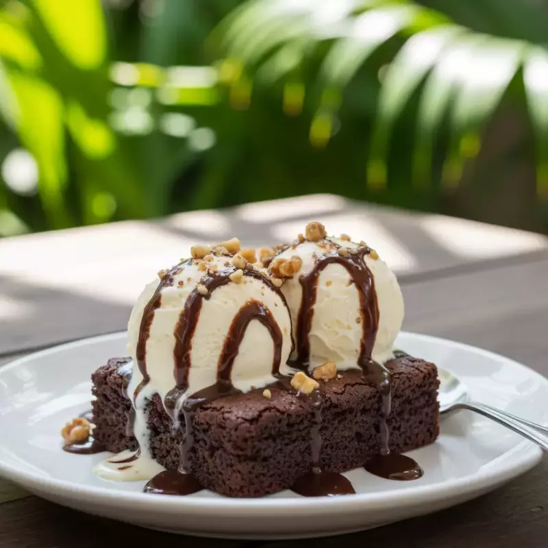 Brownie con helado