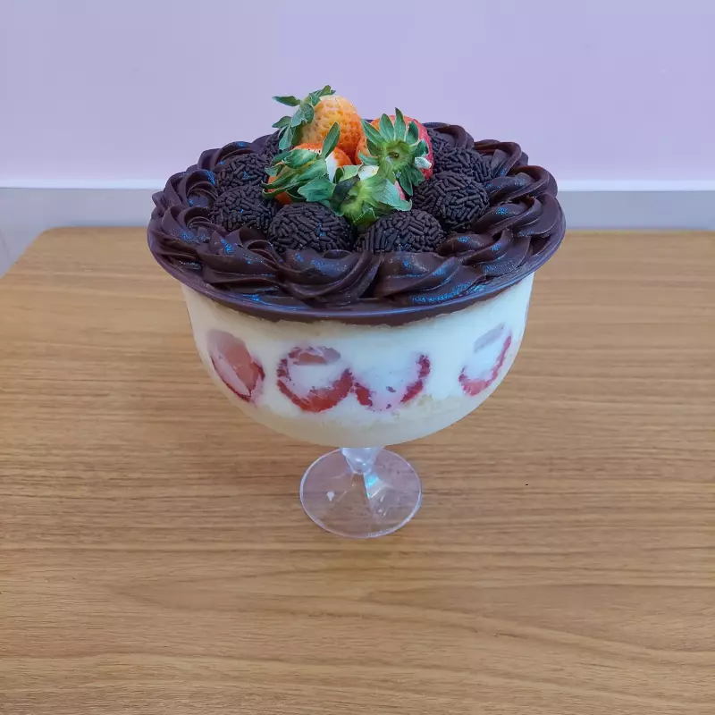 Taça ninho morango e chocolate