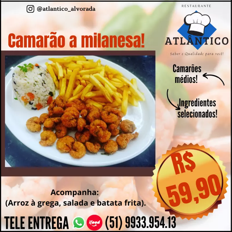 Camarão à milanesa!