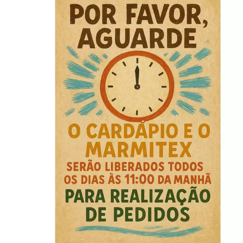 Cardápio será liberado em Breve