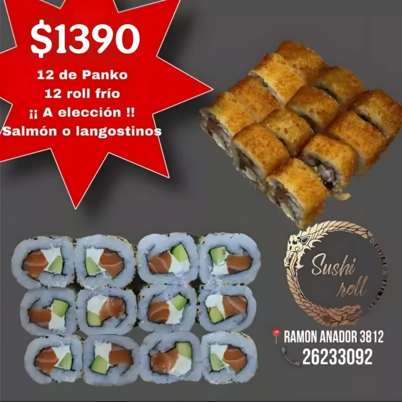 12 piezas de rolls frios 12 panko
